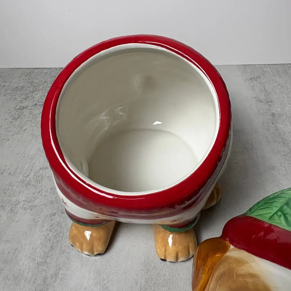 Sleigh Bell Bistro Holiday Hand-Painted Bulldog Ceramic Cookie Jar